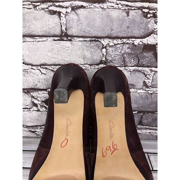 Clarks Artisan Purple Suede Leather Lace Up MaryJane Heels Women’s Sz 9M US/40EU - Picture 14 of 16